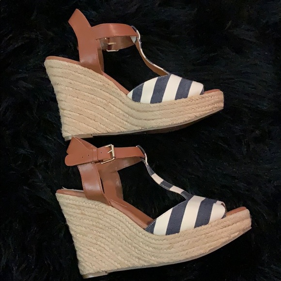 BCBGeneration Denim & Beige Espadrilles Wedges 10B - Picture 4 of 8